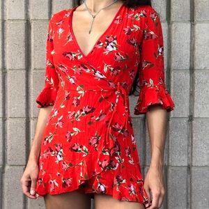 Zara floral shorts romper